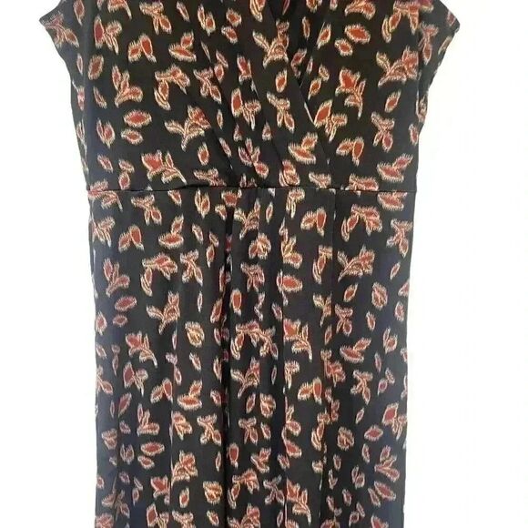 Banana Republic Women's Charcoal Gray/Yellow/Red Floral Poly/Spandex Knit Faux W - Picture 9 of 13